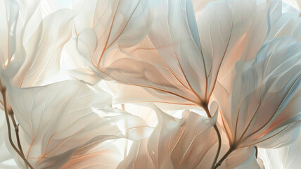 Petals structure, floral background with veins and cells, light pastel colors.