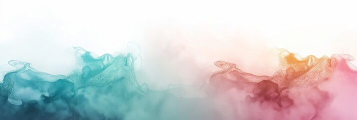 This image captures the beautiful and ethereal movement of smoke, with colors transitioning from blue to pink over a clean white backdrop - obrazy, fototapety, plakaty