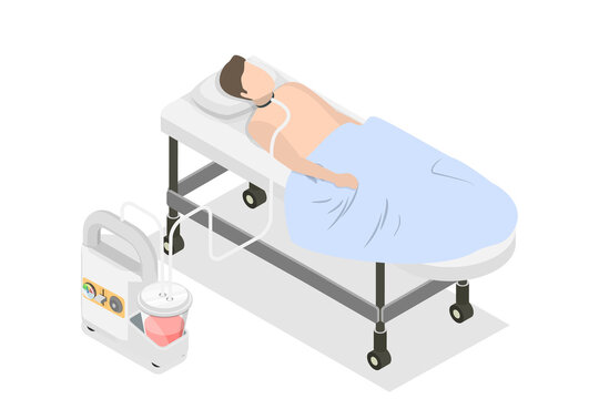 3D Isometric Flat  Illustration of Suction Adult Nares , Patient Treatment Procedure