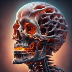 Podświetlona czaszka człowieka