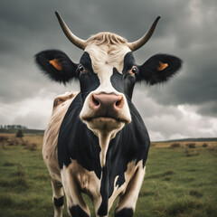 Portret dziwnej krowy - obrazy, fototapety, plakaty