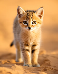 Fototapeta premium wildlife, sand cat, reallife animals, sand desert сreated with Generative Ai