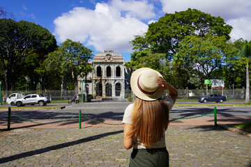 Beautiful girl visiting the city of Belo Horizonte, Minas Gerais, Brazil