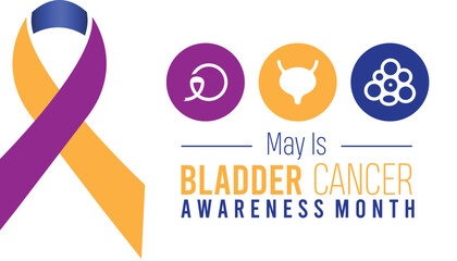 Bladder Cancer Awareness Month observed every year in May. Template for background, banner, card, poster with text inscription.