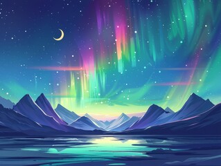  Aurora Borealis over Majestic Mountains
