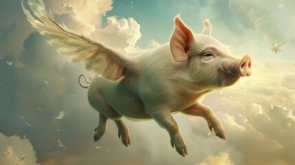 D Defying Gravity Newly Invented Flying Pigs Soaring through the Vibrant Sky