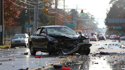 car crash accident on the road