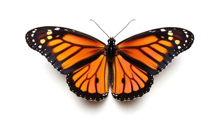 Monarch Butterfly (Danaus plexippus) on White Background

