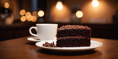 cup of coffee with chocolate cake