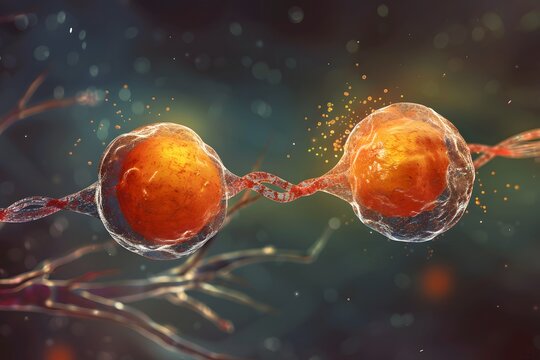 A microscopic view capturing euglenoids in the act of binary fission, a fascinating biological process where a single cell divides into two genetically identical daughter cells.