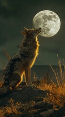 An evocative image of a coyote howling at the moon, capturing the essence of the wild and the lunar influence on nature