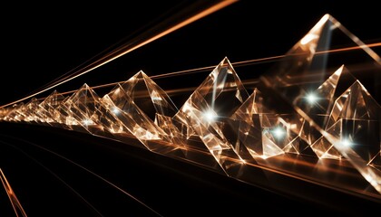 Long exposure photography of diamonds being transported rapidly in an underground rail system, creating light trails in the darkness