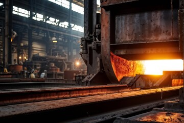 Blick in ein Stahlwerk - Stahlherstellung - Stahlindustrie - KI generiert - obrazy, fototapety, plakaty
