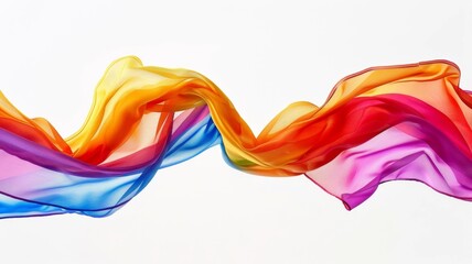 Beautiful colorful fabric flying in the air