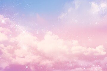 Background with sky and clouds, y2k style, blur and pink colors with glitter