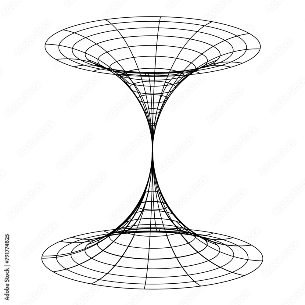 Poster Abstract isolated wireframe model, cyberpunk retro futuristic shape in y2k style. Editable stroke. Vector illustration on transparent background.