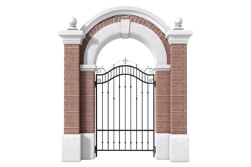 Gate made of brick arrangement isolated on transparent background