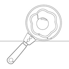 Continuous one single line drawing frying egg on the frying pan icon vector illustration concept