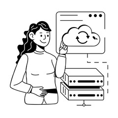 A customizable glyph icon of cloud server 