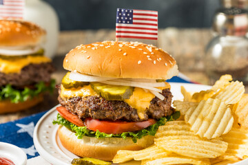 Patriotic American Memorial Day Cheeseburger