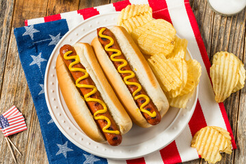 Patriotic American Memorial Day Hot Dogs