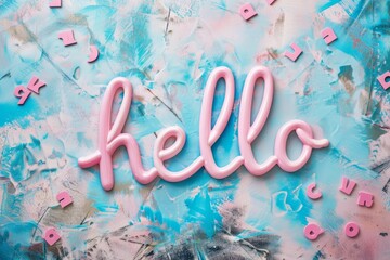 Lettering "HELLO" on pastel background