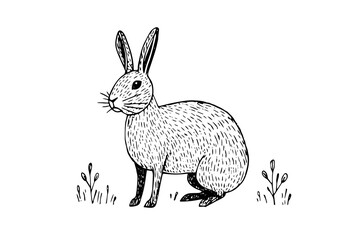 Vintage Rabbit Sketch: Hand-Drawn Vector Illustration, Easter Bunny.