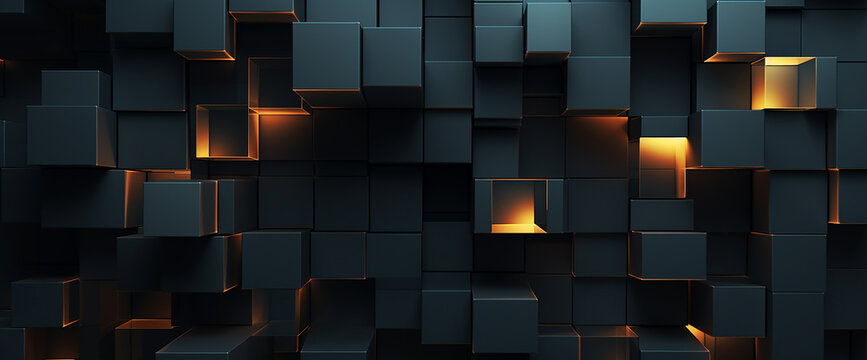 Dark background design, abstract geometric blocks-AI generated image