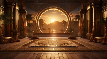 Obraz premium Mystical Egyptian Portal with Sunrise View Over the Desert