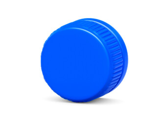 Blue plastic bottle caps, transparent background