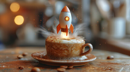 Miniature rocket launching from coffee cup