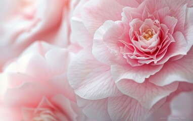 AI generated illustration of Soft Pink Camellia Blossoms in Delicate Light