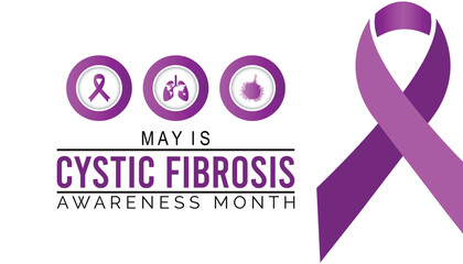 Cystic Fibrosis Awareness Month observed every year in May. Template for background, banner, card, poster with text inscription.