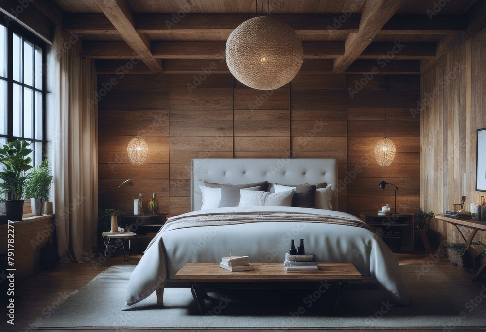 Wall mural modern bedroom created interior design rustic