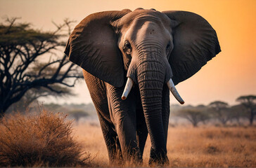 Fototapeta na wymiar African Elephant With Beautiful Background