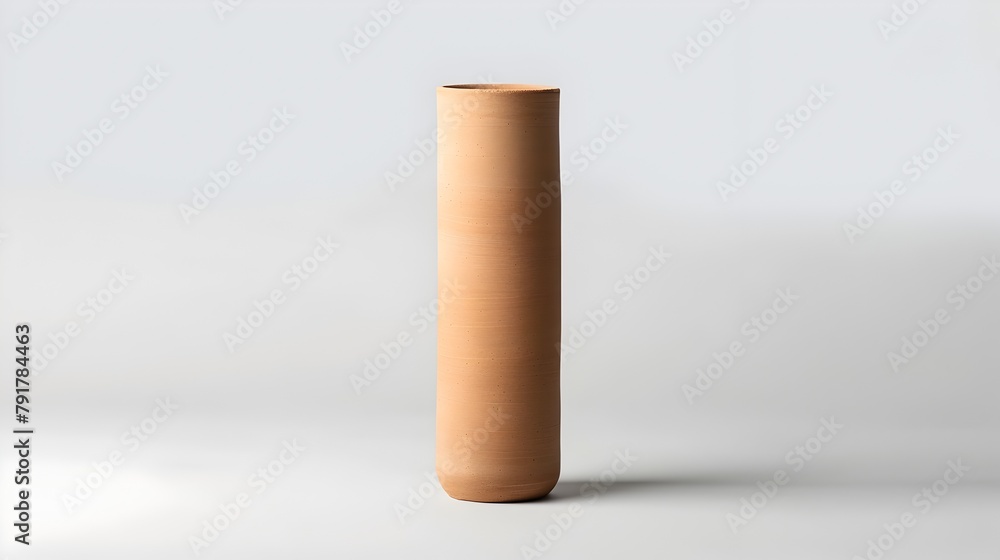 Poster minimalist clay cylinder: a pure expression of basic 3d forms in sculpture