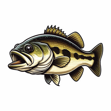 bass fish open mouth, side view clip art preview
