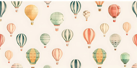 seamless pattern of childlike colorful air bloons - obrazy, fototapety, plakaty