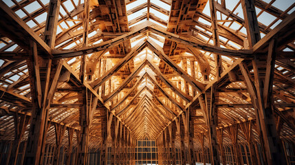 Wooden Roof Skeleton Frame of Building