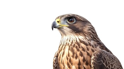 Portrait of Brown Hawk or Falcon Isolated on Transparent Background

