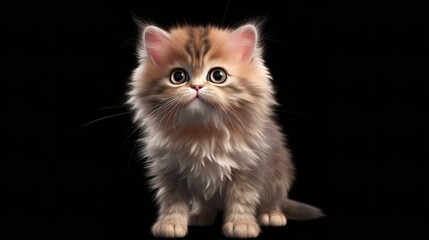 Naklejka na ściany i meble Portrait of Cute Fluffy Kitty Cat with Minimalist Background