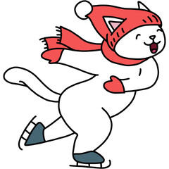 White cat with a snowboard