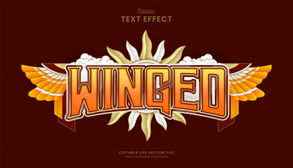 decorative editable winged sun text effect vector design