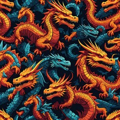 Fototapeta premium pattern with dragon