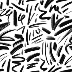 seamless abstract pattern with black hand drawn lines on white background