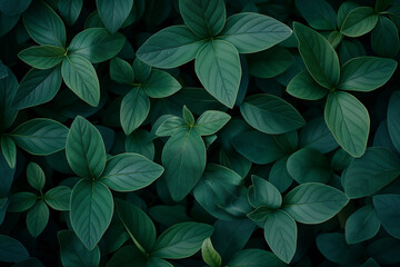 Green Leaves Dark Background: Natural Plant Texture