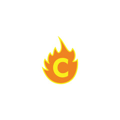 letter C fire simple vector logo symbol