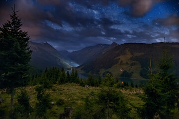 Starry Night Over Gerlos and Königsleiten in the Austrian Alps