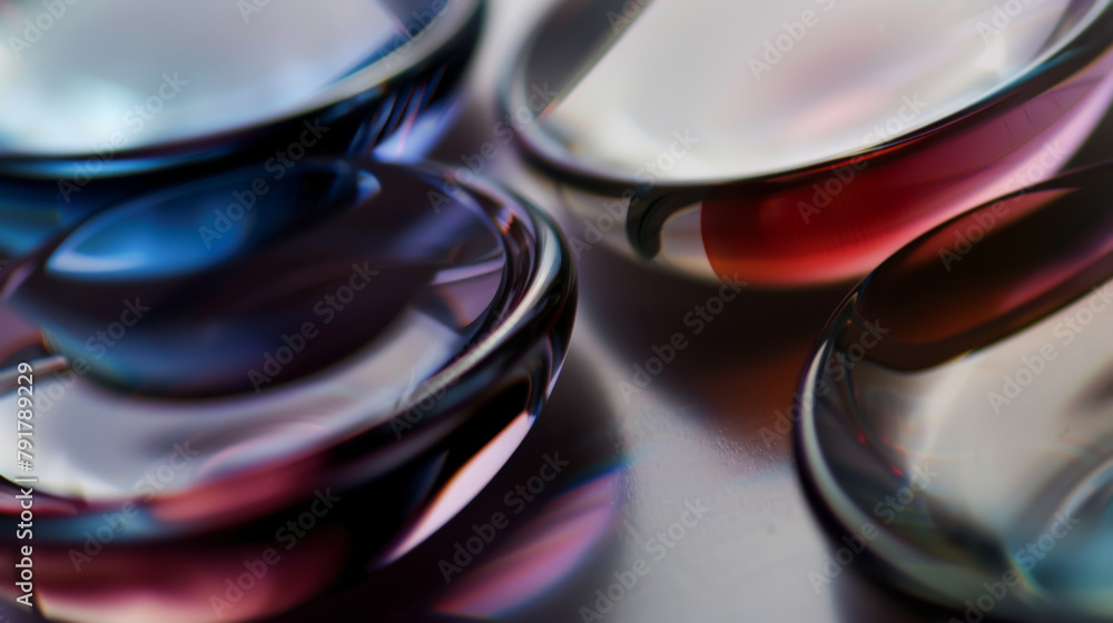 Poster a close up of a collection of colorful glass spheres. the spheres are of different sizes and colors,