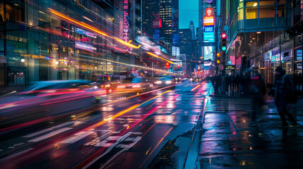 Capture the vibrant energy of city life